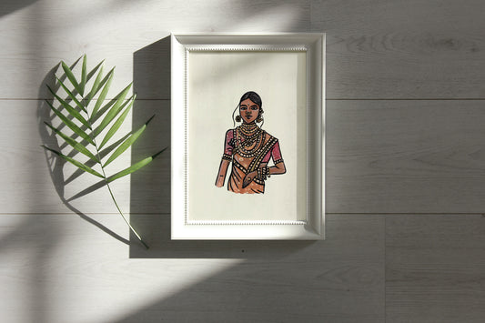 India in Saree Artwork by Aishr - Print 7