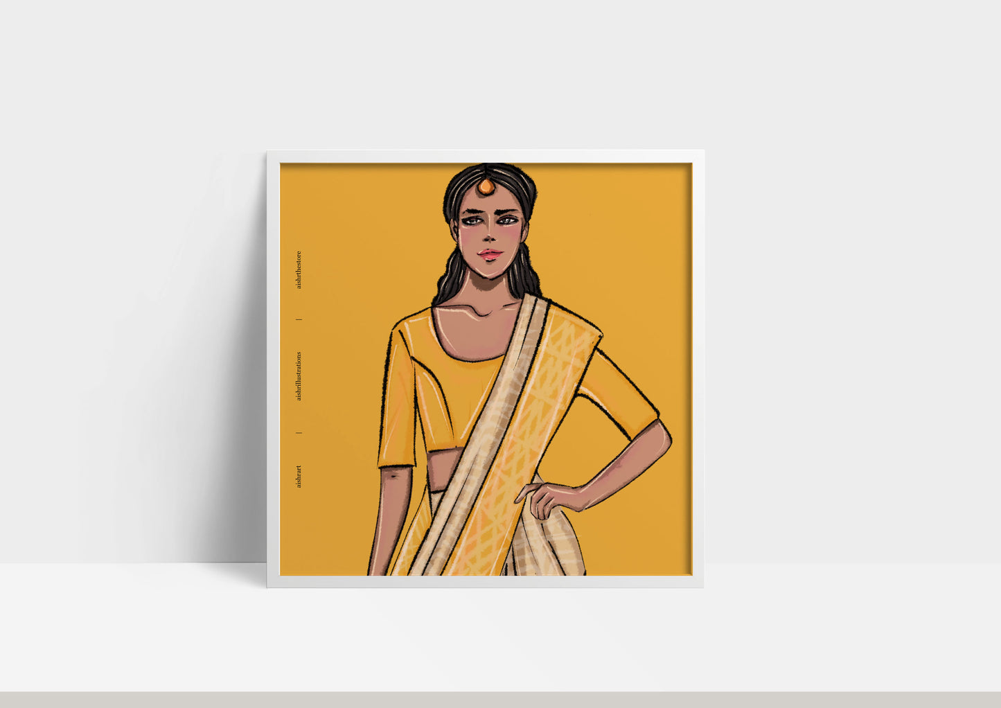 Woman in Saree - Golden Yellow Closeup